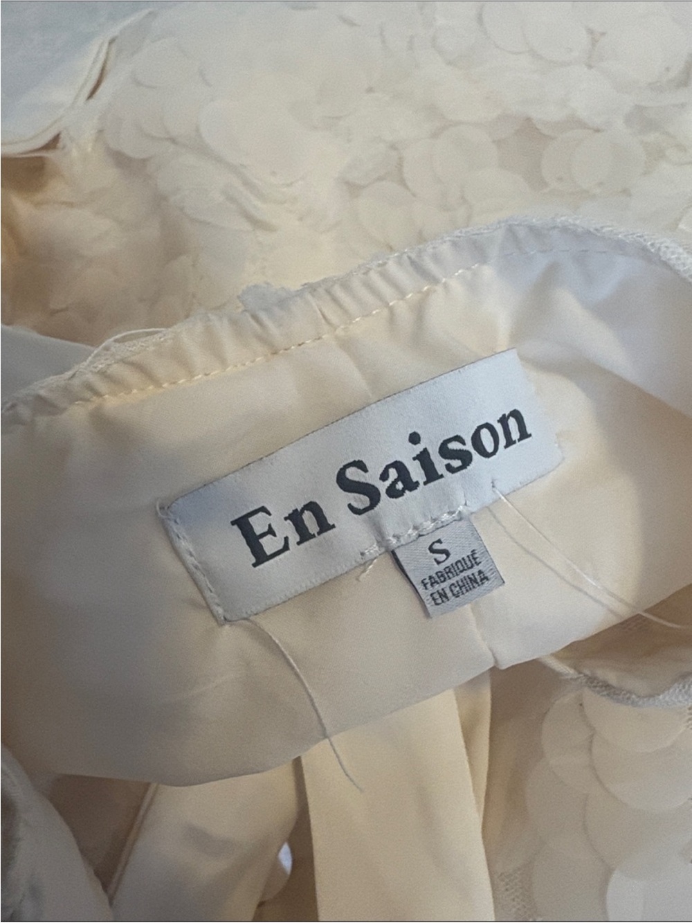 En Saison Ivory Sequin Floral Dress with Tie Straps - Picture 8 of 11